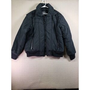 Shelter‎ Cove Jacket Mens Large Black Puffer Long Sleeve Full Zip Collared